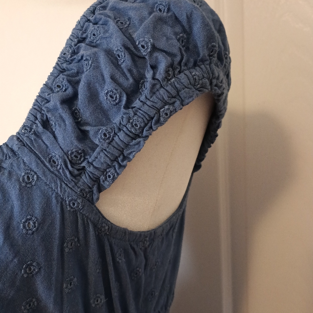 OLD NAVY Blue Smocked Women's Dress Casual Fun Spring Summer - Picture 4 of 8